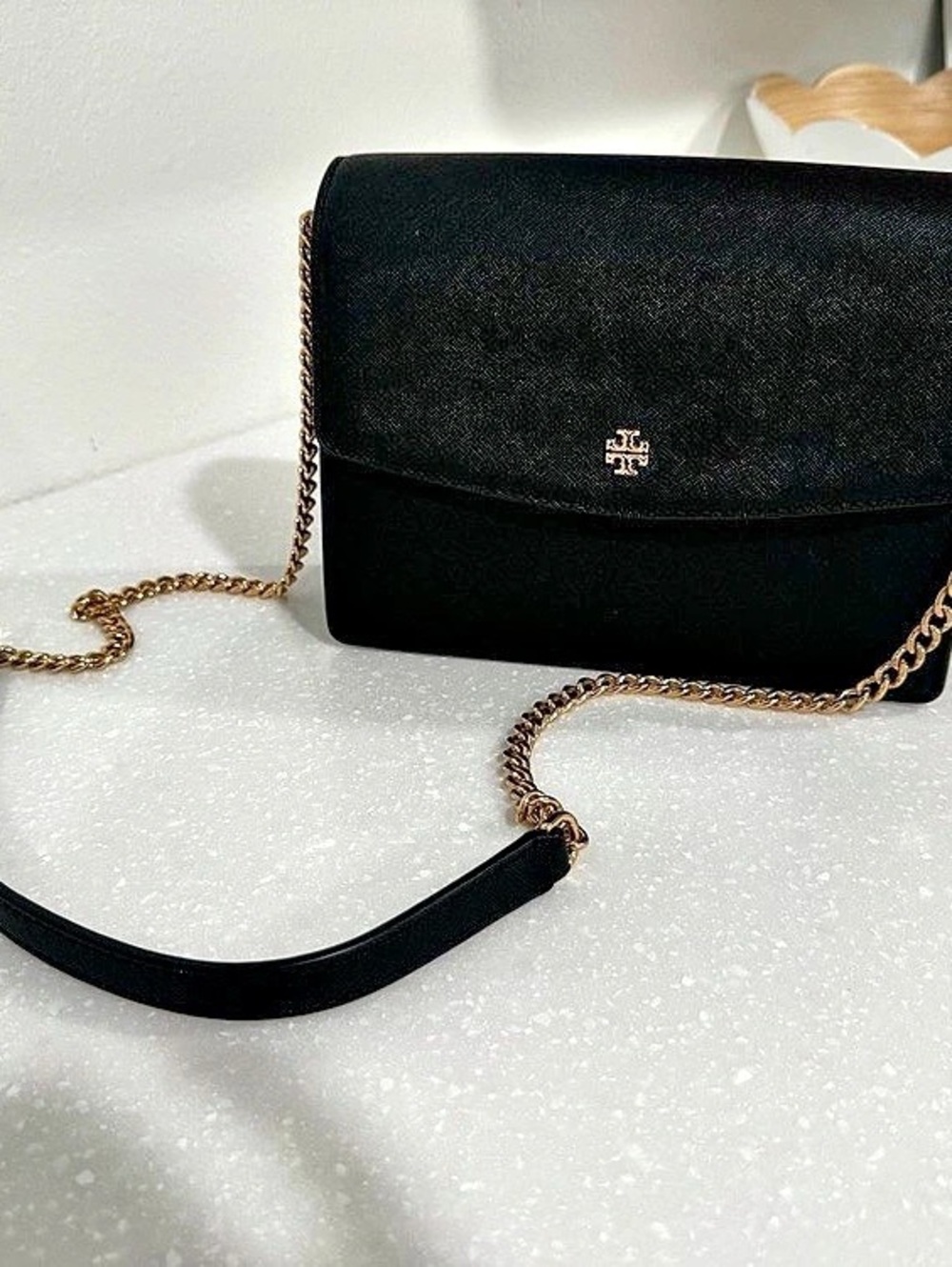 Tory Burch Robinson Convertible Shoulder Bag Black Chain Crossbody
